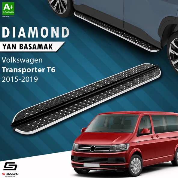 S-Dizayn VW Transporter T6 Kısa Şase Diamond Krom Yan Basamak 213 Cm 2015-2019