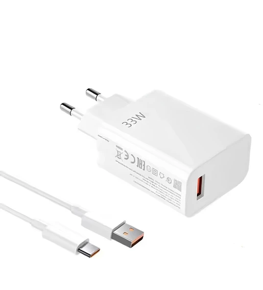 Redmi Note 13 Uyumlu 33W Turbo Hızlı Şarj Aleti Seti  Şarj Adaptörü ve Usb to Type-c Kablo - 1