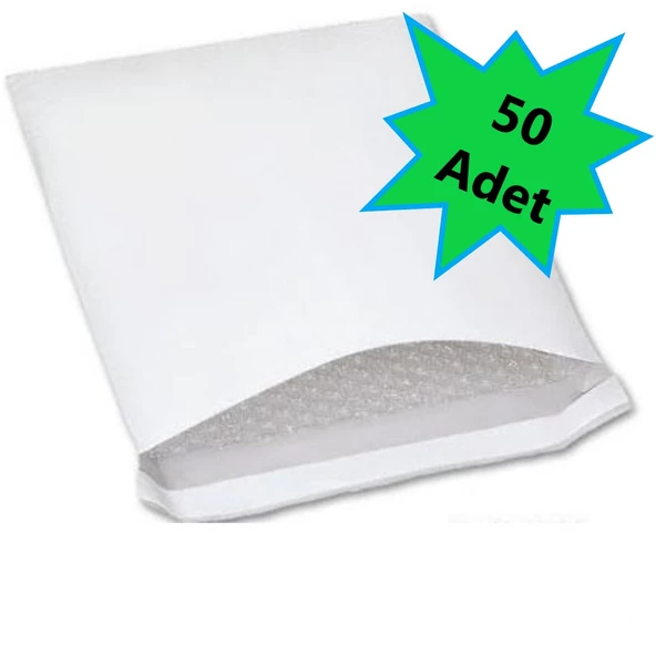 Beyaz Kağıt Kaplamalı Balonlu Patpat Torba Bantlı 17x25 +5 (100Adet) Baloncuklu Torba - Resim 2