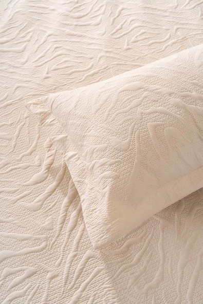 Rivaİstanbul Venada Çift Kişilik Mikro Uyku Seti 3 Parça Yatak Örtüsü Seti Cappuccino - Resim 4