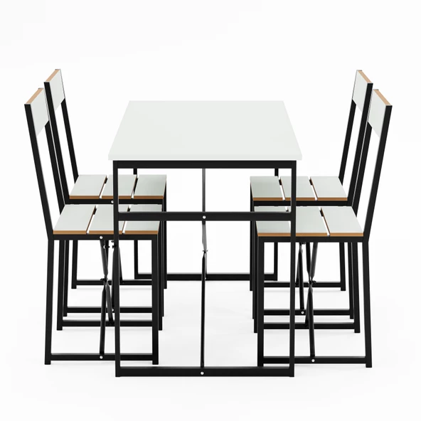 Eportatif Atlantik Mutfak Masası Yemek Masası Takımı Beyaz 1530 - 6