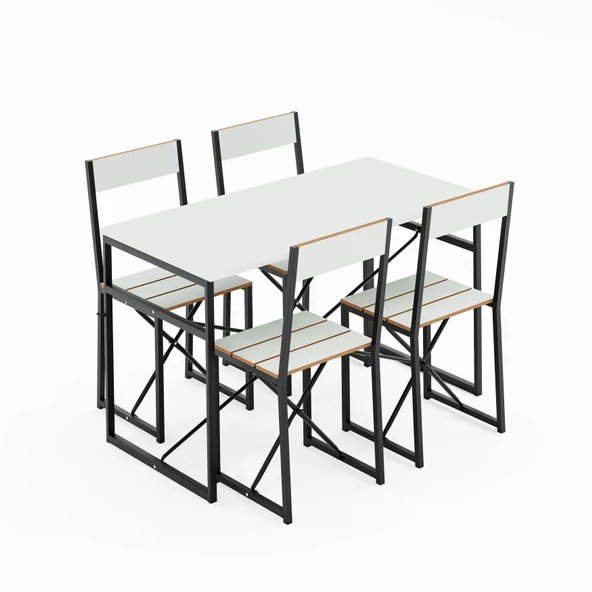 Eportatif Atlantik Mutfak Masası Yemek Masası Takımı Beyaz 1530 - 4