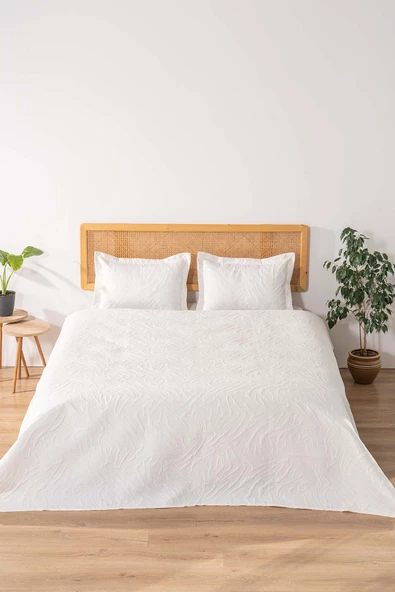 Rivaİstanbul Venada Çift Kişilik Mikro Uyku Seti 3 Parça Yatak Örtüsü Seti Krem - Resim 2