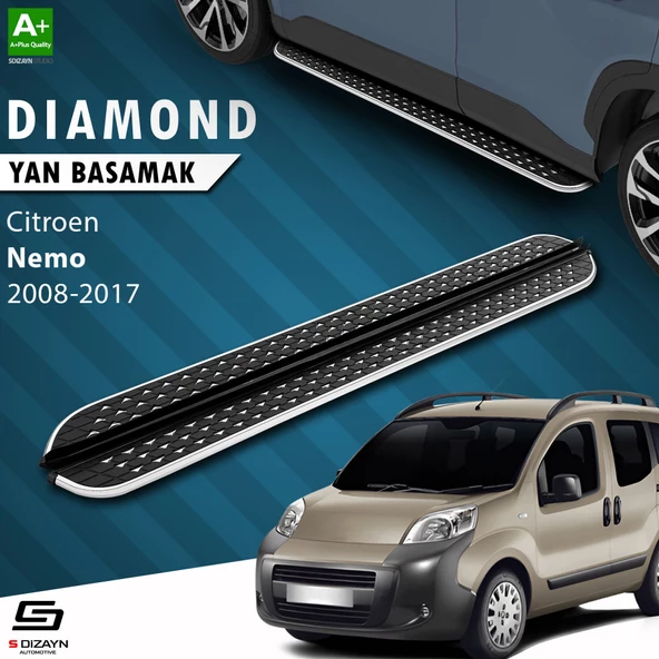 S-Dizayn Citroen Nemo Diamond Krom Yan Basamak 173 Cm 2008-2017