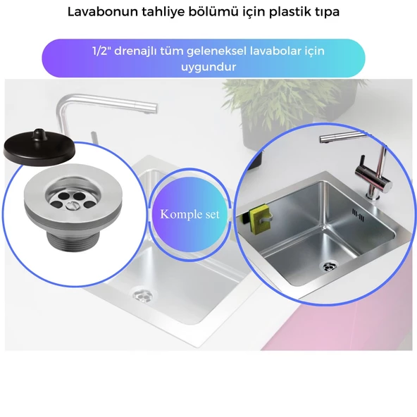DeSiphon Çamaşır Ve Bulaşık Makine Girişli Körüklü Lavabo Sifonu - 6