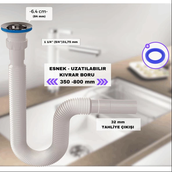 Güçlü Plastik Körüklü Lavabo Sifonu - 3