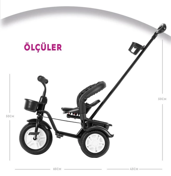 Moony Baby MB504 Trend Bike Ebeveyn Kontrollü 3 Tekerlekli Çocuk Bisikleti SİYAH - 8