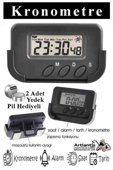 Masa Üstü Kronometre 1 Adet Kronometreli Sınav Ders Çalışma Saati Dijital Öğrendi Masa Saati Araba Saati Alarm Polis
