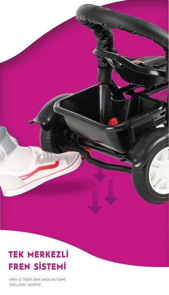 Moony Baby MB504 Trend Bike Ebeveyn Kontrollü 3 Tekerlekli Çocuk Bisikleti SİYAH - 7