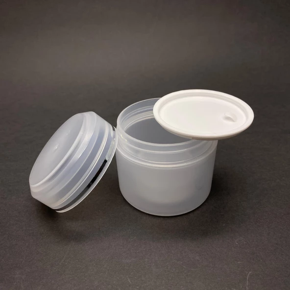 50 ml Plastik Krem Kutusu , 50 cc Şeffaf Renkli Kapaklı Krem Kavanozu x 3 Adet - 2