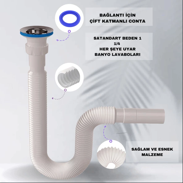 Güçlü Plastik Körüklü Lavabo Sifonu - 2