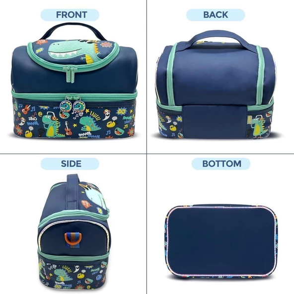 Vest Beslenme Çantası Çift Katlı Lacivert Dinozor - 3