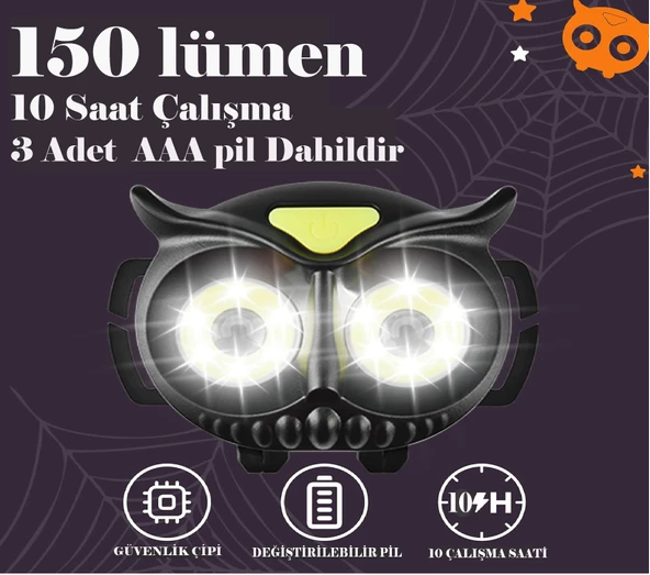 Baykuş Kafa Lambası, 4 Modlu LED Kafa Lambası, Yetişkinler ve Çocuklar Için Kamp, Yürüyüş, Koşu, Kafa Feneri 3 Aaa Pil Dahil - 5
