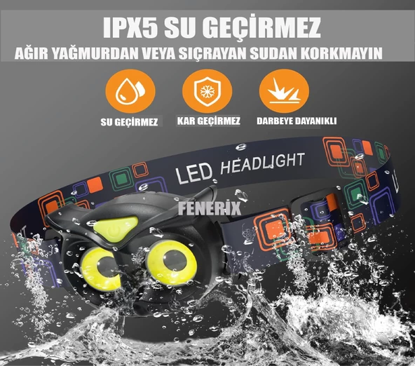 Baykuş Kafa Lambası, 4 Modlu LED Kafa Lambası, Yetişkinler ve Çocuklar Için Kamp, Yürüyüş, Koşu, Kafa Feneri 3 Aaa Pil Dahil - 4