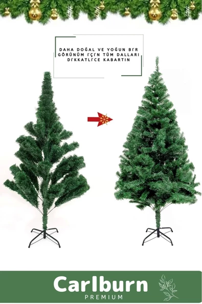 Kutulu Süsleme Seti Yılbaşı Çam Ağacı Renkli Işığı Yeni Yıl 2025 Süsleri Noel Paketi 110 Cm 110 Dal - 3