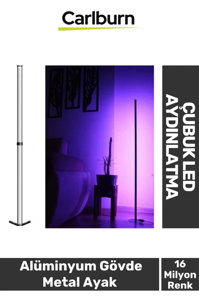 2 Metre Usb Giriş Alüminyum Gövde Metal Ayak Rgb Uzaktan Kumandalı Çubuk Led Aydınlatma