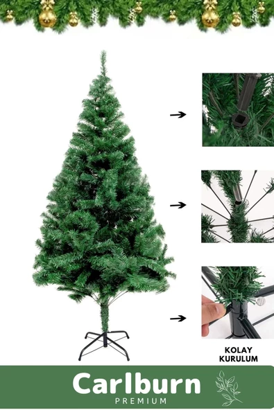 Kutulu Süsleme Seti Yılbaşı Çam Ağacı Renkli Işığı Yeni Yıl 2025 Süsleri Noel Paketi 120 Cm 123 Dal - 2