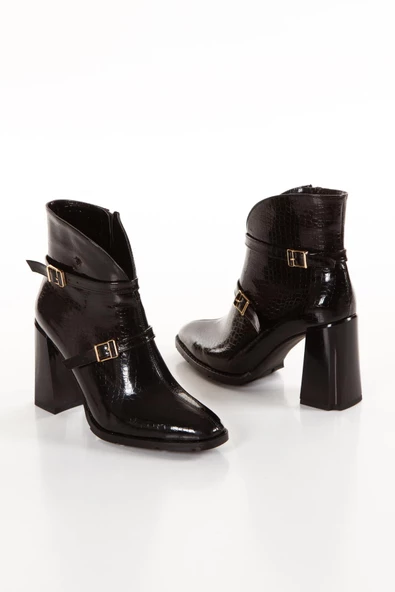 Kadın Krokodil Siyah Fermuarlı Bot ( SMX-0173-01 ) - 4