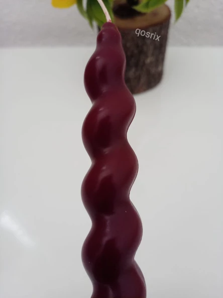 qosrix Bordo Italyan Burgulu Şamdan Soya Mumu Doğal Kokulu Çubuk Konik Burgu Spiral Mum Dekoratif 1 Adet - 2