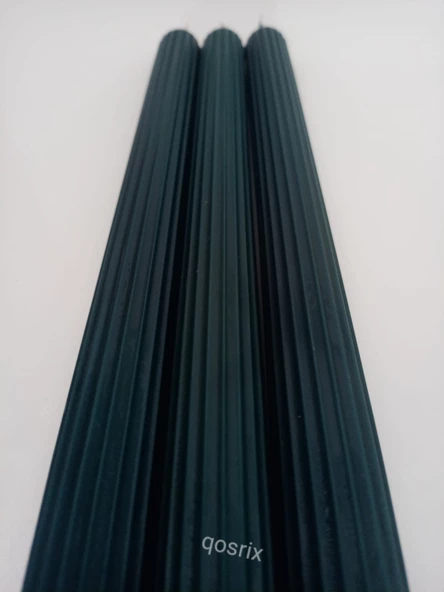 qosrix 3'lü Petrol Yeşili Şamdan Soya Mumu 1. Kalite Doğal Vanilya Kokulu Uzun Çubuk Konik Mum Dekoratif - 6