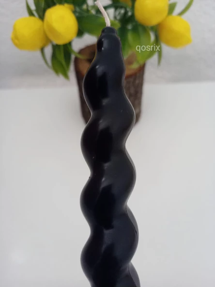qosrix Siyah Italyan Burgulu Şamdan Soya Mumu Doğal Kokulu Çubuk Konik Burgu Spiral Mum Dekoratif 1 Adet - Resim 2