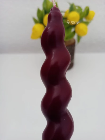 qosrix Bordo Italyan Burgulu Şamdan Soya Mumu Doğal Kokulu Çubuk Konik Burgu Spiral Mum Dekoratif 1 Adet - 3
