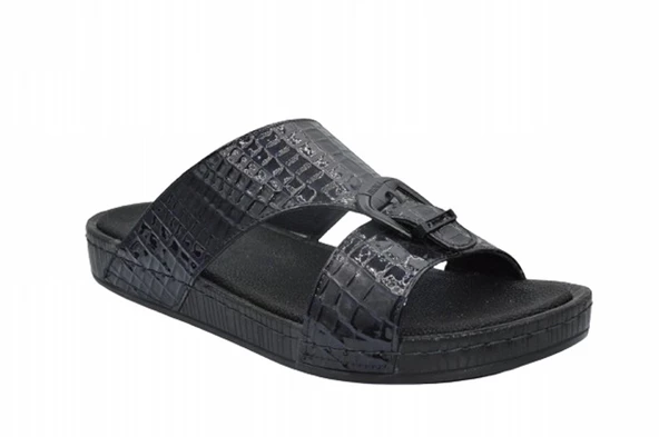 Erkek Siyah Yılan Desenli Terlik - 2