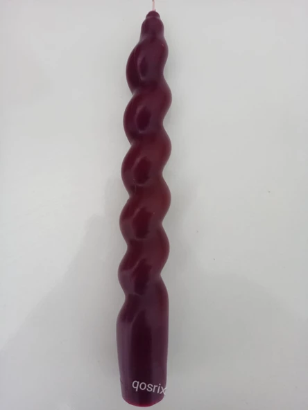 qosrix Bordo Italyan Burgulu Şamdan Soya Mumu Doğal Kokulu Çubuk Konik Burgu Spiral Mum Dekoratif 1 Adet - 4