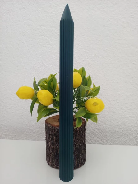 qosrix 3'lü Petrol Yeşili Şamdan Soya Mumu 1. Kalite Doğal Vanilya Kokulu Uzun Çubuk Konik Mum Dekoratif - 7