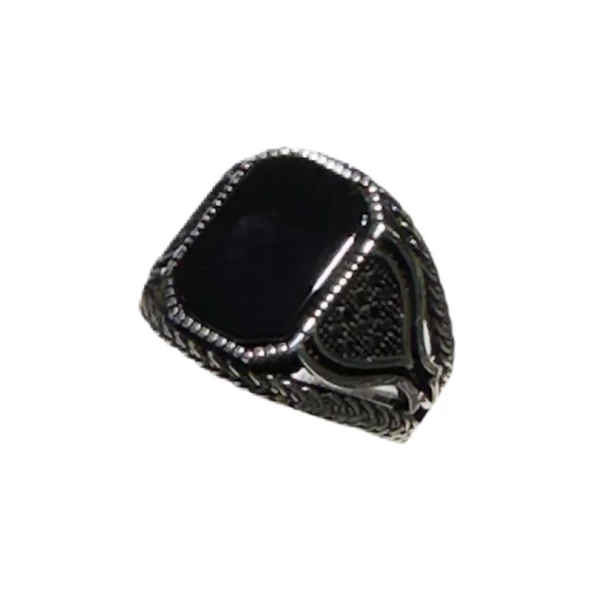 Onyx veSiyahZirkon Taşlı Gümüş Yüzük 240055803G09Y - 5