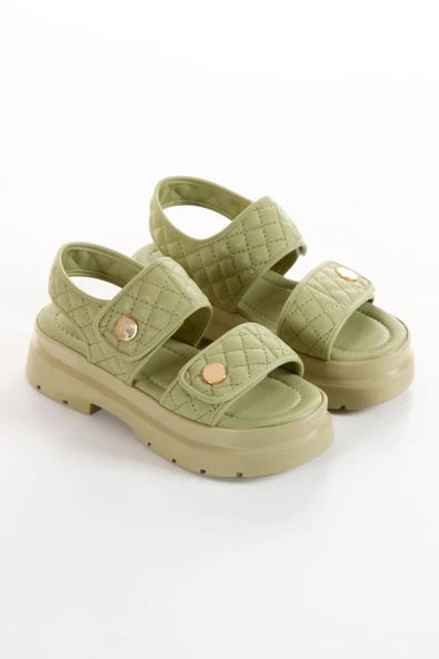 Dolgulu Çift Bant Kadın Sandalet - 4