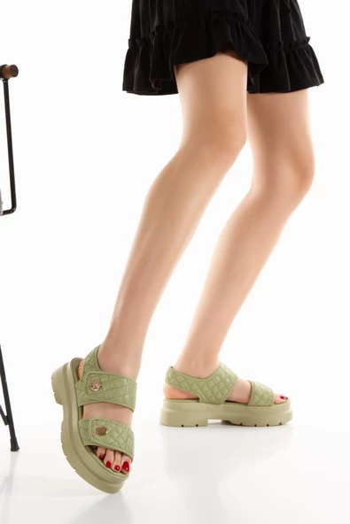 Dolgulu Çift Bant Kadın Sandalet - 2