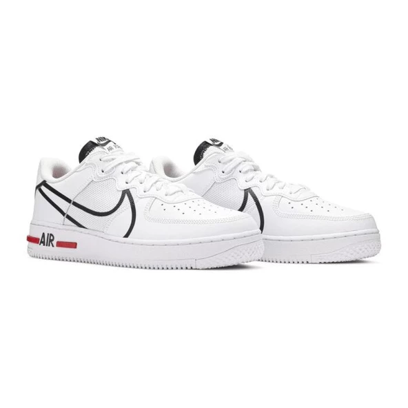 Nike Air Force 1 React White Black Red - Resim 3