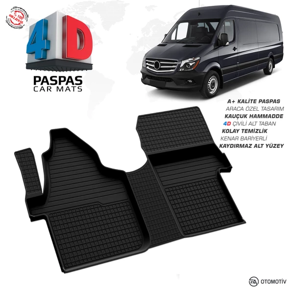 Mercedes Sprinter W906 Ön Çiftli Koltuk 4D Havuzlu Paspas (Ön 2 Parça) 2006 Model Ve Sonrası ürün görseli 1