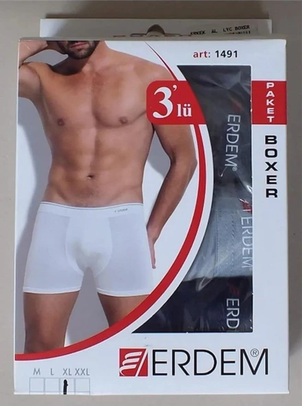 ERDEM 1491 ERKEK LİKRALI BOXER 12 ADET - 3