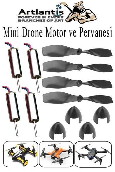 Drone Motoru VE Pervanesi 4 Adet Dc Mini Dron Motor Yüksek Hızlı Çekirdeksiz Pervane Kanatı Deney Okul Helikopter Uçak