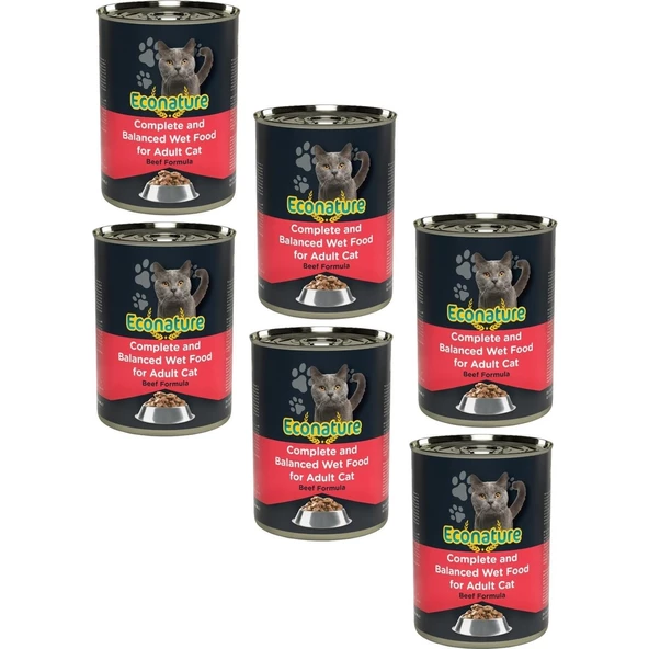 Econature Sığır Etli Kedi Konservesi 400 gr (6 Adet)