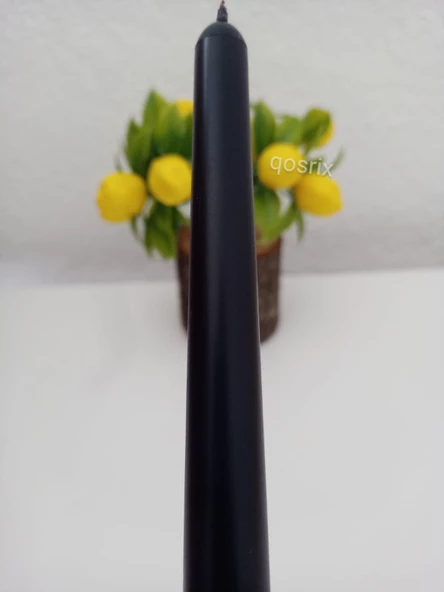 qosrix 5'li Siyah Şamdan Soya Mumu 1. Kalite Doğal Vanilya Kokulu Uzun Çubuk Konik Mum Dekoratif - Resim 2