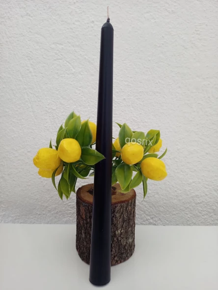 qosrix 5'li Siyah Şamdan Soya Mumu 1. Kalite Doğal Vanilya Kokulu Uzun Çubuk Konik Mum Dekoratif - Resim 3