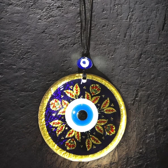 Kırmızı Laleli Gold Renk Cam Süs Altın Varaklı Duvar Dekoru - Resim 5