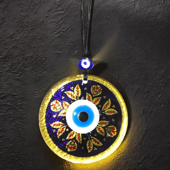 Kırmızı Laleli Gold Renk Cam Süs Altın Varaklı Duvar Dekoru - Resim 4