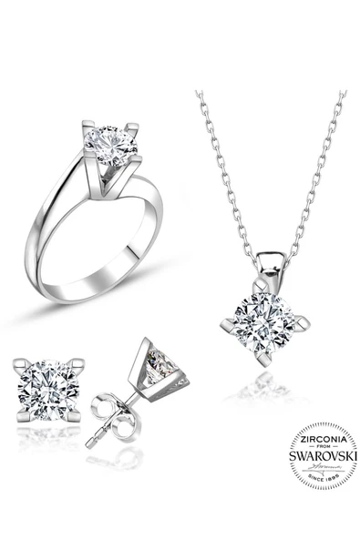 Sertifikalı Swarovski Taş Sarmaşık Tek Taş 925 Gümüş Set Takım - Resim 2