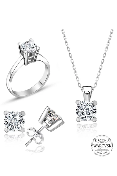 Sertifikalı Swarovski Tektaş Klasik 925 Gümüş Set Takım - 2