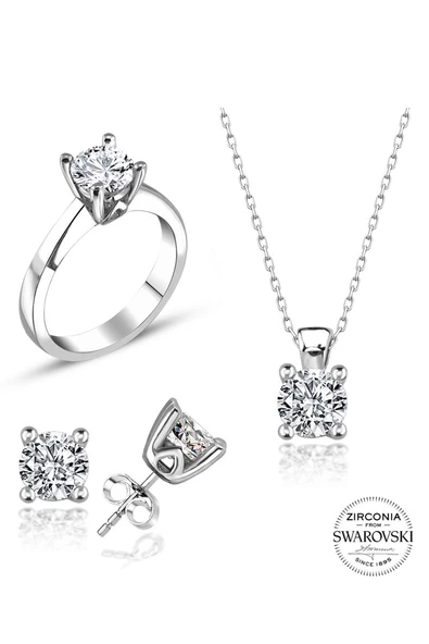 Sertifikalı Swarovski Tek Taş 925 Gümüş Set Takım - 2