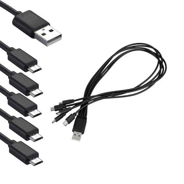 HELLO HL-25826 ÇOKLU MİCRO-USB ŞARJ KABLOSU 50 CM 5 IN 1 (1 GÜÇ GİRİŞİ - 5 GÜÇ ÇIKIŞI)