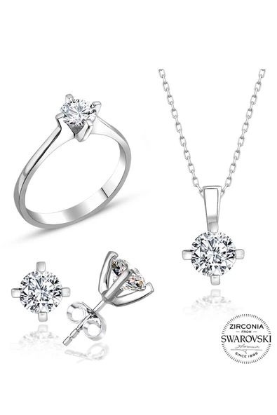 Sertifikalı Swarovski 3 mm Tek Taş 925 Gümüş Set Takım - 2