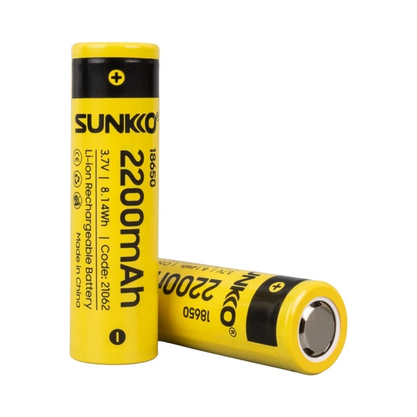 SUNKKO 3.7 VOLT 2200 MAH 18650 ŞARJ EDİLEBİLİR PİL (TEKLİ)