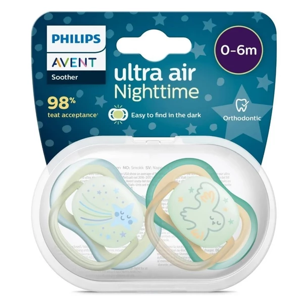 Philips Avent Ultra Air Night Karanlıkta Parlar Gece Emziği 0-6 ay Erkek SCF376/18 ürün görseli