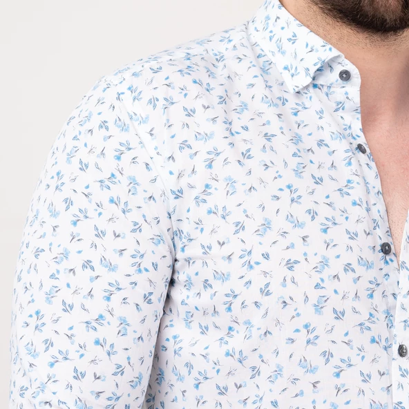 ECER SLİMFİT DESENLİ YAZLIK ERKEK GÖMLEK - Resim 5