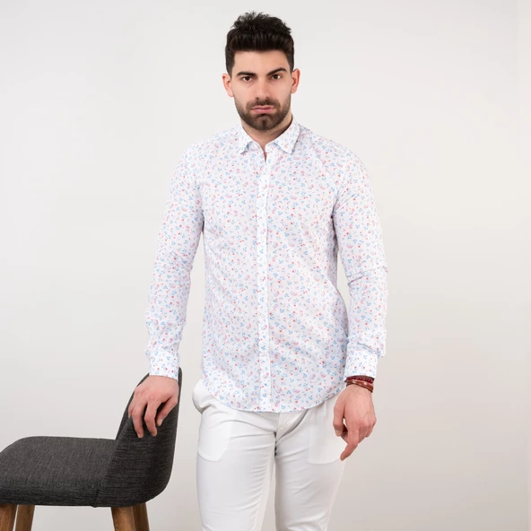 ECER SLİMFİT DESENLİ YAZLIK ERKEK GÖMLEK - Resim 6